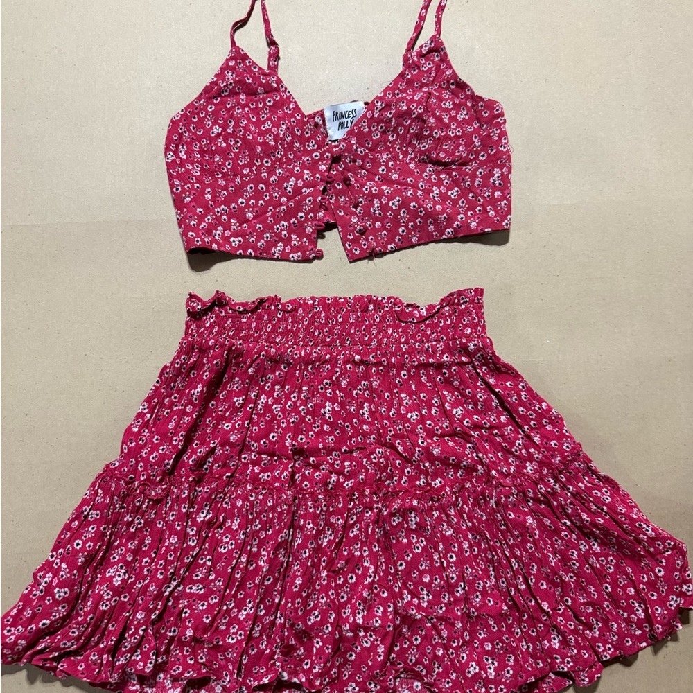 Princess Polly Red Floral Set